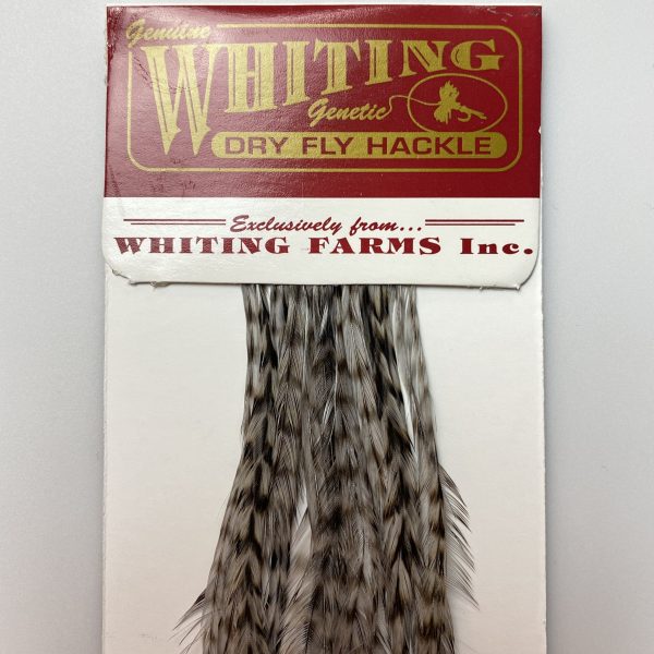 Whiting 100 Pack Dry Fly Hackle  - Grizzly Dyed Medium Dun - 14 Supply